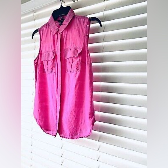Banana Republic Hot Pink Sleeveless Button-Down Shirt - Picture 4 of 5